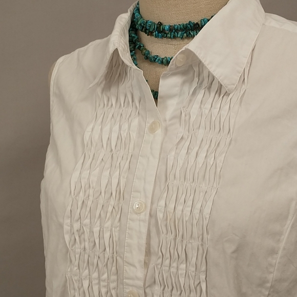 Talbot's White Cotton Sleeveless Blouse Classic Lg - Picture 4 of 7